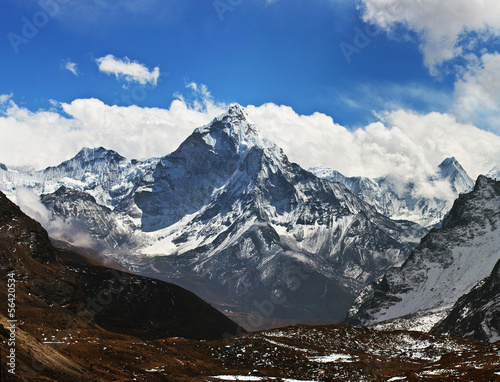 Board z aluminiowym obramowaniem Ama dablam szczyt - widok z cho la pass, Nepal