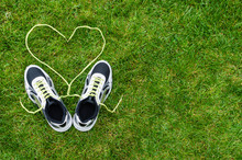 Sneakers On Grass With Heart