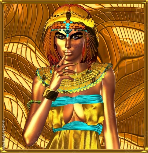 Obraz w ramie Metallic egyptian queen on abstract background