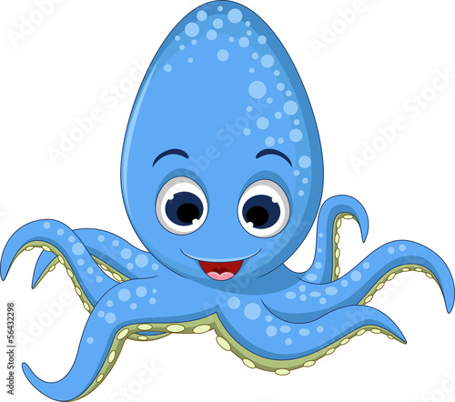 Fototapeta na wymiar cute blue octopus cartoon