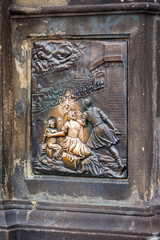 Carving on the Charles bridge in Prague, Czech Republic