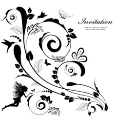 Fototapete - Vintage floral border for your design
