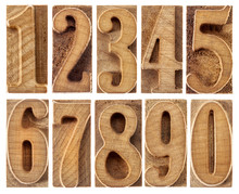Wood Type Numbers Isolated