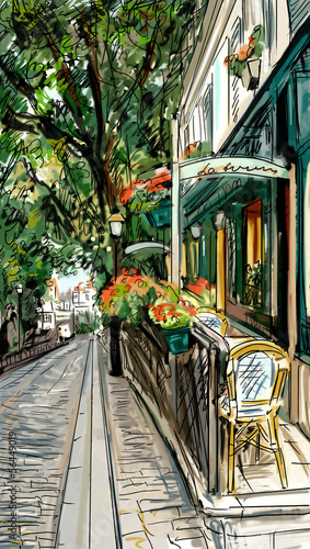 Naklejka dekoracyjna Paris street - illustration