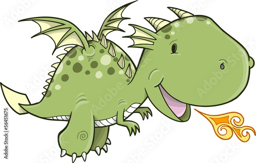 Obraz w ramie Cute Dragon Vector Illustration Art