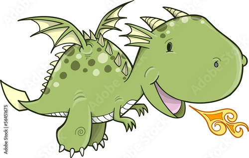 Naklejka - mata magnetyczna na lodówkę Cute Dragon Vector Illustration Art