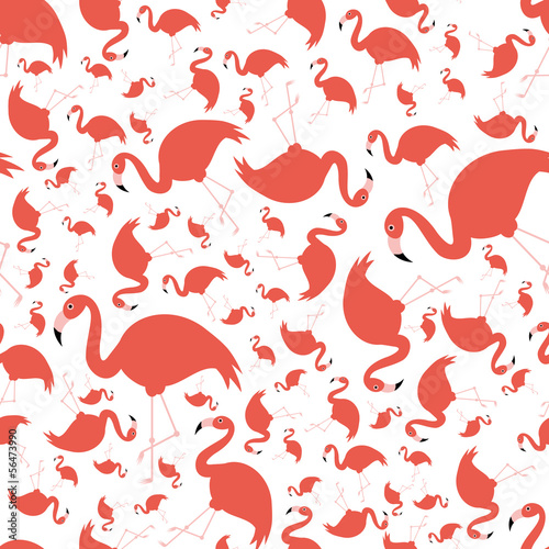 Plakat na papierze fotorealistycznym Bezszwowe flamingo wzór