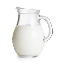 Milk Glass Jug Or Jar Isolated. Clipping Path With No Shadows Is