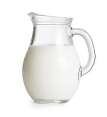 milk glass jug or jar isolated. clipping path with no shadows is