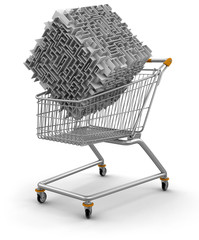 Wall Mural - Shopping Cart with  maze (clipping path included)