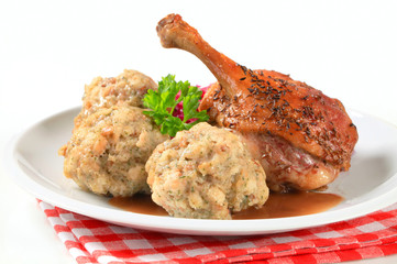 Poster - Roast duck with Tyrolean dumplings and red cabbage