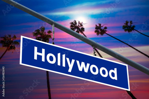 Tapeta ścienna Znak drogowy California California na redlight z pam drzewa zdjęcie