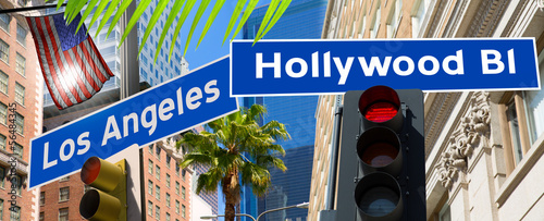 Tapeta ścienna Hollywood los angeles redlight znaki na kalifornii montażu zdjęć