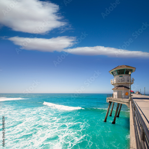 Naklejka samoprzylepna Huntington Beach głównym ratownik wieża surf City California