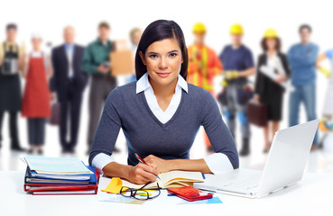 Aufkleber - Business Woman working with laptop.