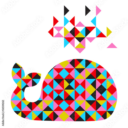 Obraz na płótnie canvas Wektor wieloryb z abstrakcyjnym geometrycznym tle
