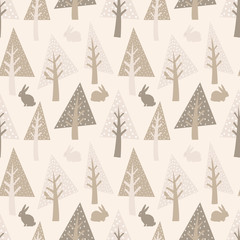 Fototapete - Fir-trees seamless pattern. Christmas background
