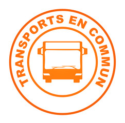 Poster - transports en commun sur bouton web rond orange