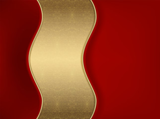 Wall Mural - Luxurious red card with patterned golden wave