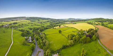 Idyllic rural, aerial view, Cotswolds UK