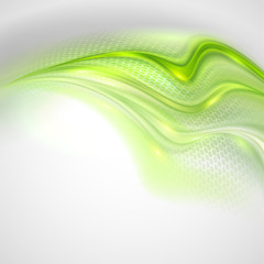 Abstract gray waving background with green element