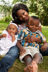 Wall Mural - Happy african mother and children