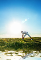 Wall Mural - Fit - vitality sports man ready for training, outdoors