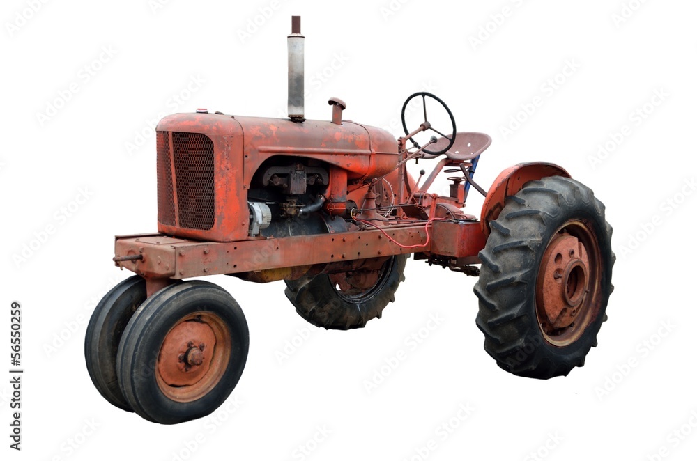 Rustic Old Tractor isolated on white background Stock Photo | Adobe Stock