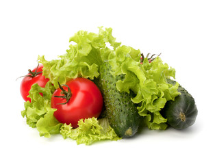 Tomato, cucumber vegetable and lettuce salad