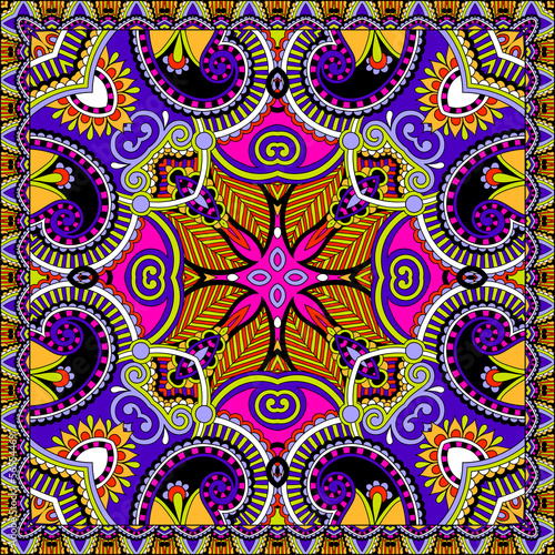 Plakat na papierze fotorealistycznym Tradycyjny ozdobny kwiatowy paisley bandanna