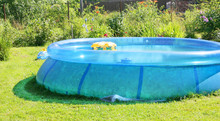 Inflatable Swimming Pool In A Garden