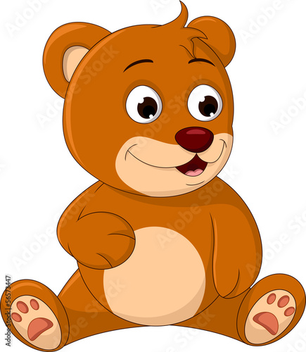 Obraz w ramie cute brown bear cartoon sitting