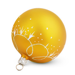 christmas decoration - yellow ball on white with clipping path