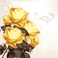 Poster - Beautiful vector background in vintage style with  rose  flowers