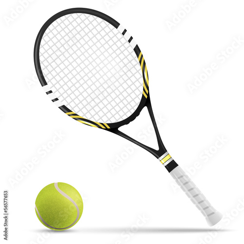 Foto-Stoff bedruckt - Tennis racket and ball (von Oleksandr Rozhkov)
