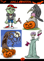 Wall Mural - Halloween Cartoon Spooky Themes Set