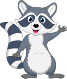 Fototapeta Fototapety na ścianę do pokoju dziecięcego - Cute raccoon cartoon waving hand