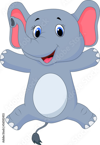 Obraz w ramie Happy elephant cartoon