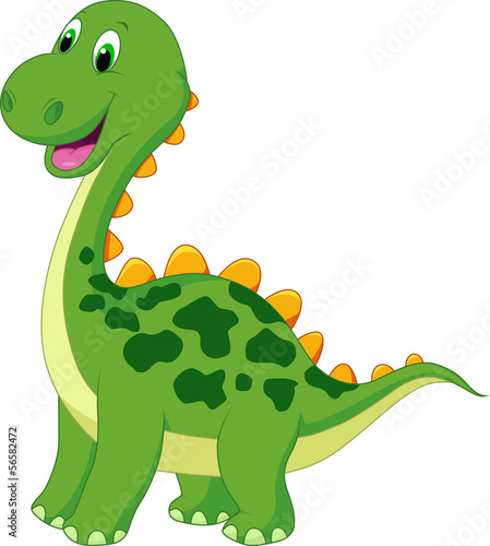 Obraz w ramie Cute green dinosaur cartoon