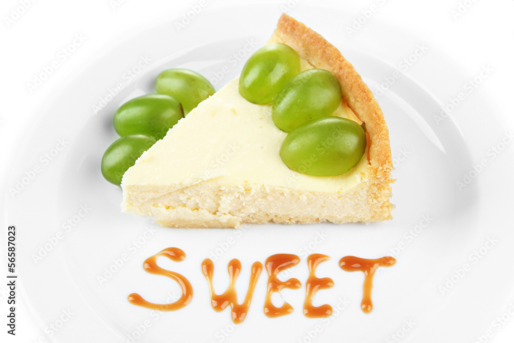 Slice of cheesecake with grape berries