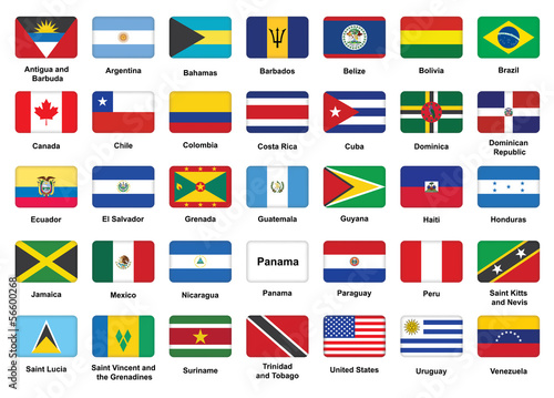 set of American countries flag icons with rounded corners - Buy this