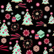 Christmas tree pattern on black background