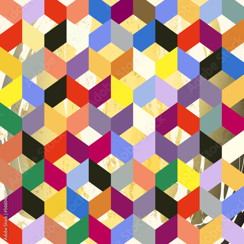 Obrazy wieloczęściowe kolorowy wzór geometryczny na tle grunge