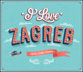 Wall Mural - Vintage greeting card from Zagreb - Croatia.