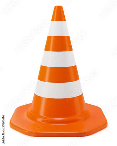 Fotomural Traffic cone isolated on white