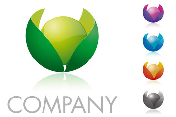 Sphere and Leaves Logo Template