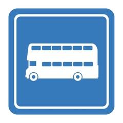 Sticker - Bus à Impériale dans un panneau carré bleu