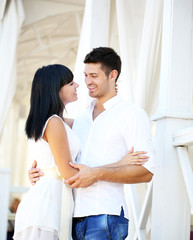 Poster - Beautiful young romantic couple, outdoors