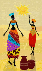Fotomurales - Africans on the vintage background for your design