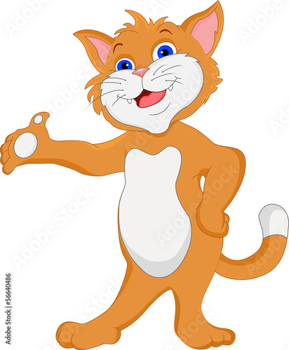 Naklejka - mata magnetyczna na lodówkę cute cat waving cartoon